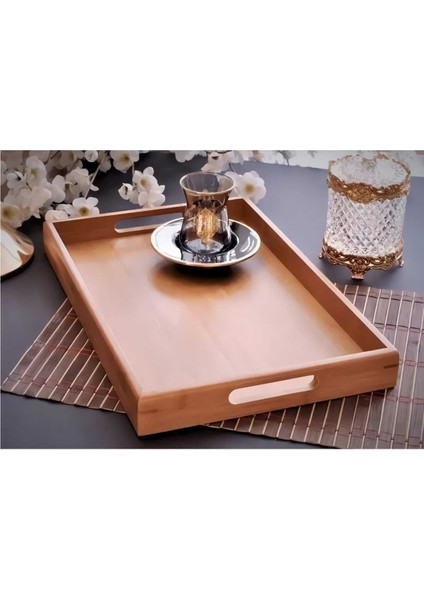 Bambu Sunum Tepsisi, 35 Cm, Kahverengi, Şık ve Pratik Sunum Aracı