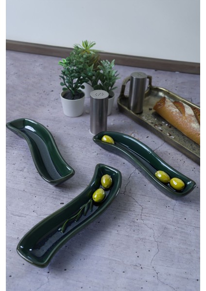 Yeşil Zeytinlik 18 Cm, 3'lü Set, Doğal ve Şık Tasarım