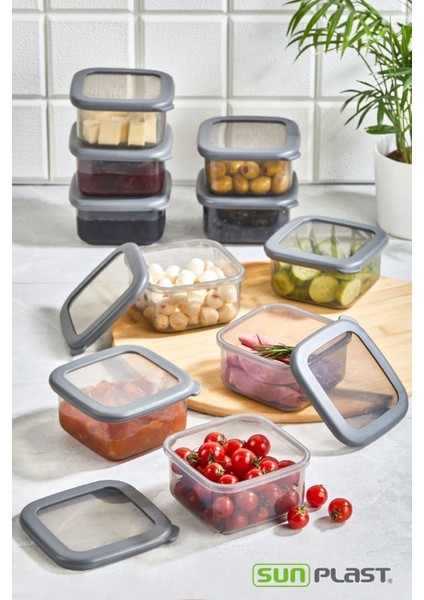 10'lu Silikon Kapaklı Kahvaltı ve Saklama Seti, Gri, Pratik ve Şık Tasarım fırsatları