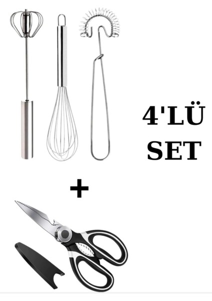 4'lü Mutfak Gereçleri Seti, Çok Fonksiyonlu ve Şık Mutfak Aletleri