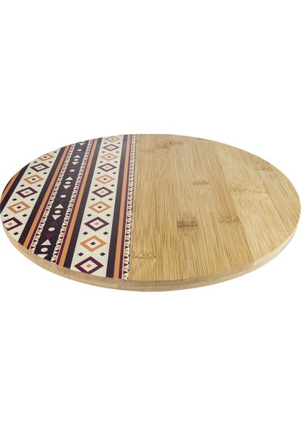 Desenli Bambu Dönen Sunum Tabağı, Şık ve Doğal Tasarım, Kahverengi Renk Seçeneği fırsatları