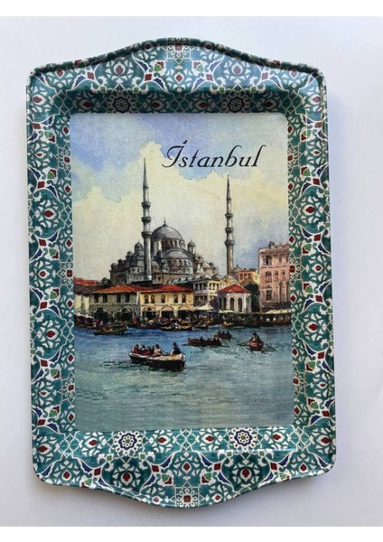 Yeşil Metal Tepsi 25X16, Sağlam, Renk Atmayan, Çizilmez, Sunum ve Self Servis Için