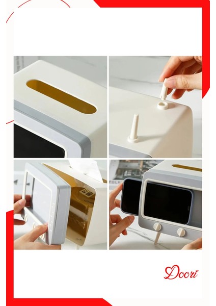 Pembe Masaüstü Peçetelik ve Telefon Tutuculu Çok Şık Tasarım modelleri