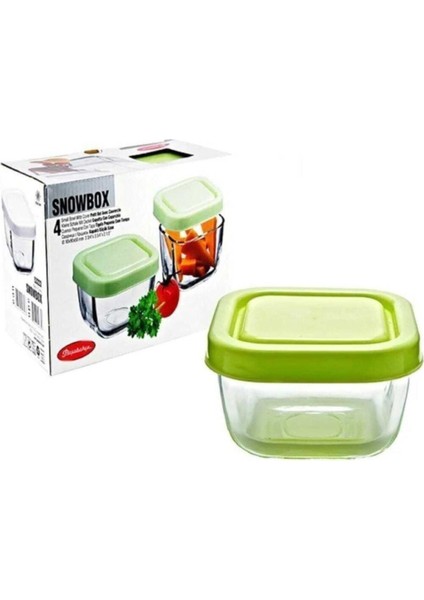 4'lü Yeşil Saklama Kabı, 275 Ml, Kapaklı, Pratik ve Şık Tasarım