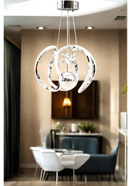 3 Renkli Kelebekli Taçlı Salon Oturma Odası LED Avize, Şık ve Modern Tasarım