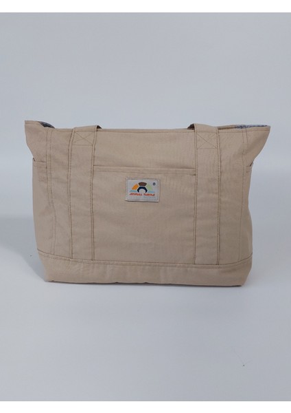 Venedik Büyük Boy Günlük Sade Şık Çanta - Bej