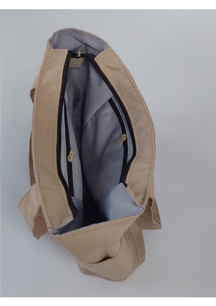 Venedik Büyük Boy Günlük Sade Şık Çanta - Bej