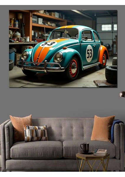 Çok Renkli Klasik Vosvos Araba Dekoratif Kanvas ve Ahşap Tablo modelleri