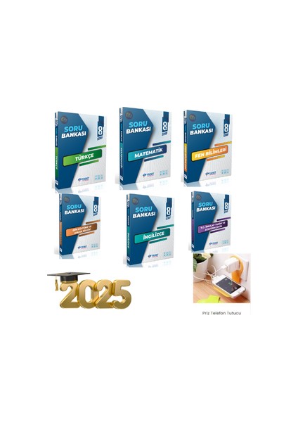 8. Sınıf Soru Bankası Full Set Türkçe-Matematik-Fen-Din-Inkılap-Ingilizce Priz Tutucu Hediyeli