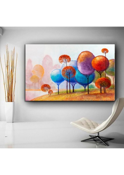 Renkli Ağaçlar Kanvas Tablo, Modern ve Şık Dekorasyon Için Göz Alıcı Tasarım