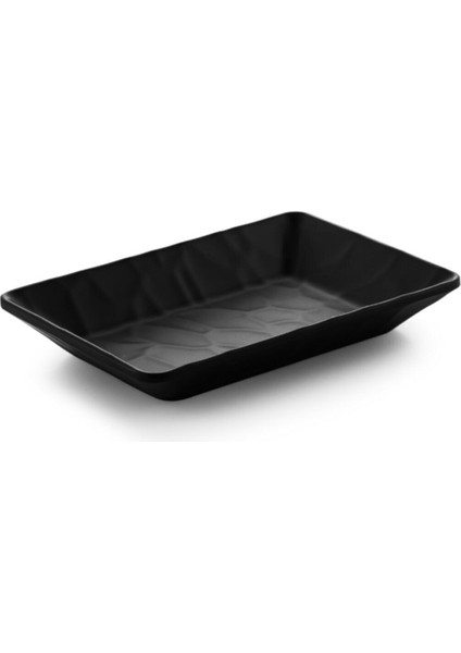 Kırılmaz Rölyefli Köşeli Kayık Seti 6 Adet 17X12,5 cm Siyah