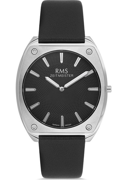 RMS.1.AG1636.03 Safir Camlı Deri Kordon Çelik Kasa 5 Atm Suya Dayanıklı Siyah Renk Erkek Kol Saati