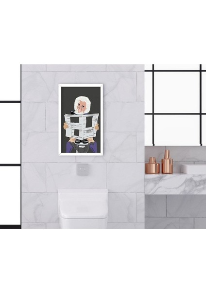 Beyaz Çerçeveli Ahşap Banyo ve Tuvalet Dekoratif Tablo-17