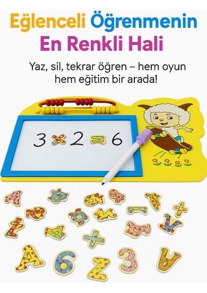 Abaküslü Manyetik Eğitici Yazı Tahtası Eğlenceli Öğrenmenin En Renkli Hali