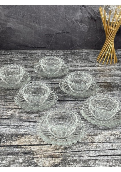 Turuncu 12 Parça Boncuklu Cam Kase, Kahvaltılık ve Çerezlik, 8X6CM modelleri