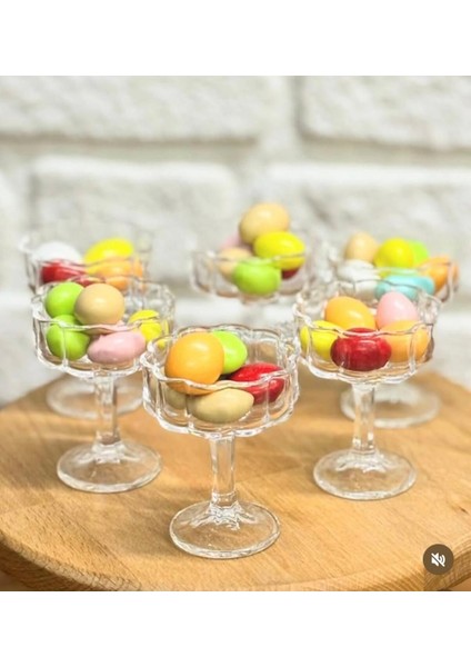 Turuncu Cam Ayaklı Sunumluk Seti, Şık ve Kullanışlı 6 Adet Ürün