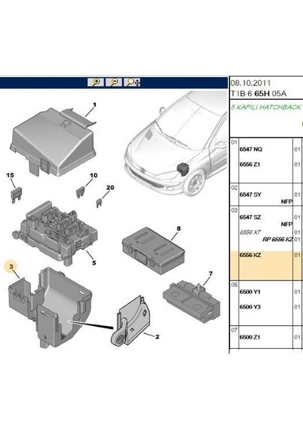Sıgorta Kutu Kapagı Alt Orjınal Peugeot 206 206+