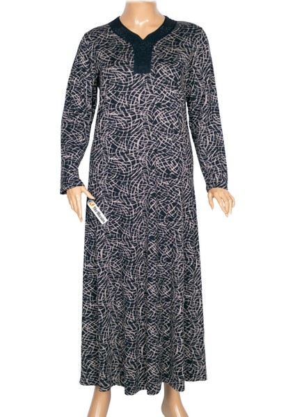 Hesna Kadın Demet Büyük Beden Kuplu Boydan Lacivert Elbise D85