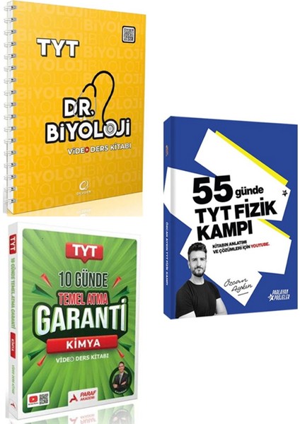 2026 Tyt Video Kamp Dr. Biyoloji + Parlayan 55 Günde Fizik + 10 Günde Kimya Kitapanka 3 Lü Set modelleri