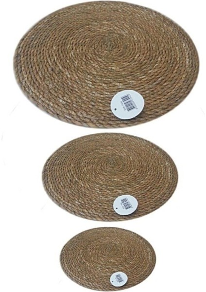 Bej Bambu Hasır Servis Supla 35 cm 6'lı Set