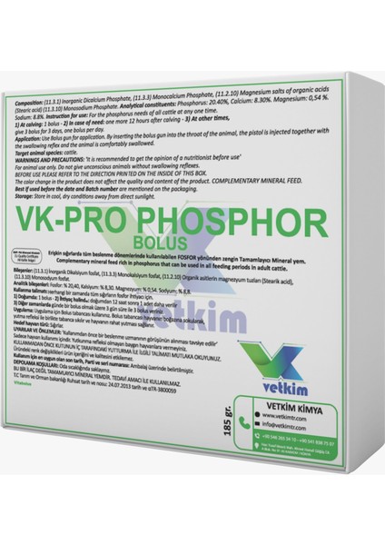 Vk-Pro Phosphor Bolus - 1 Adet 185 gr fiyatları