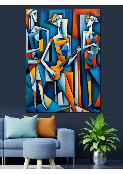Renkli Soyut Insanlar Dekoratif Kanvas ve Ahşap Tablo