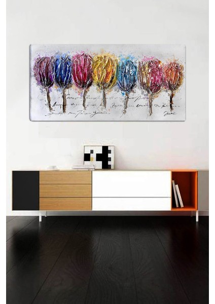 Renkli Laleler Kanvas Tablo, Şık ve Canlı Duvar Dekorasyonu Için Ideal Seçim