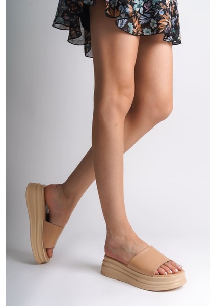 Jet-Alıce Düz Topuklu Kalın ve Ortopedik Taban Kadın Terlik Ctt - Ten