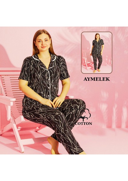 Ay Melek Kadın Pijama Takımı Pamuklu Geniş Beden Gömlek ve Pijama Seti (Battal Boy) fiyatları