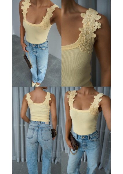 Omuzdan Dantelli Askılı Bluz modelleri