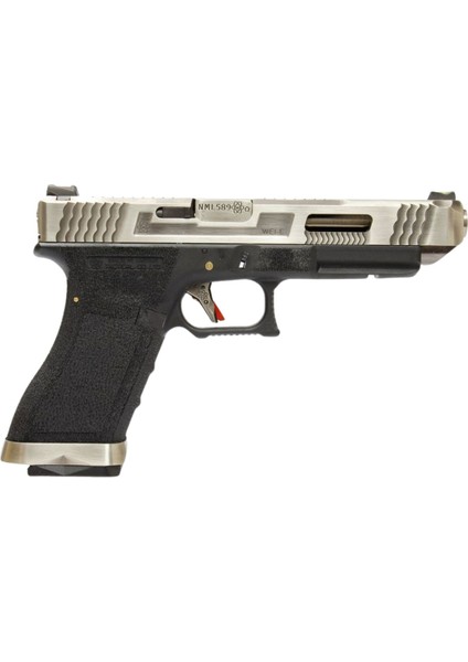 We Glock G34 T7 Gümüş Kızak & Namlu Siyah Gövde Gbb Airsoft Tabanca