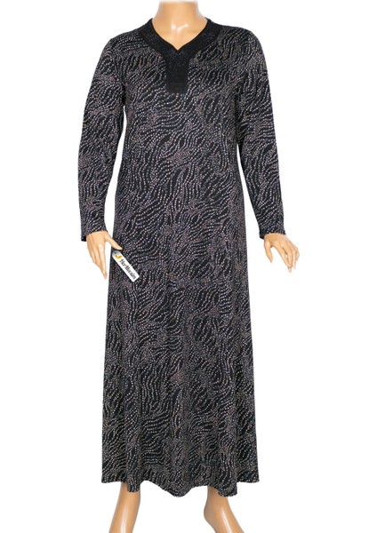 Hesna Kadın Demet Büyük Beden Kuplu Boydan Petrol Elbise D80