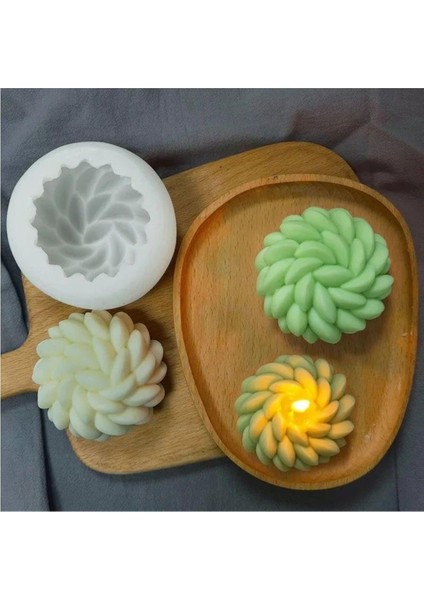 Beyaz Çiçek Mum, Sabun ve Kokulutaş Silikon Kalıp Seti