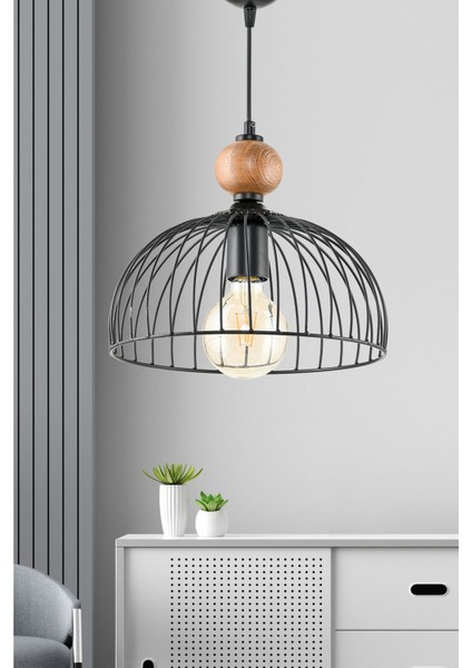 Ahşap Detaylı Şık Sarkıt Avize, Modern ve Şık Tasarım, Ev Dekoru Için Ideal