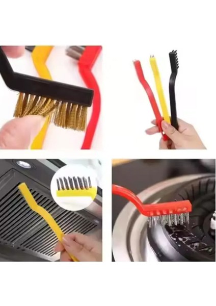 3'lü Set Tel Fırça Yağ Kir Pas Sökücü Temizlik Seti Mutfak Fırın Ocak Lavabo Temizlik Fırçası fiyatları