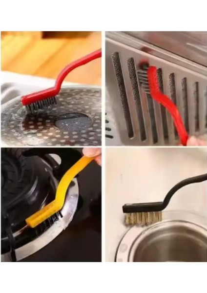 3'lü Set Tel Fırça Yağ Kir Pas Sökücü Temizlik Seti Mutfak Fırın Ocak Lavabo Temizlik Fırçası