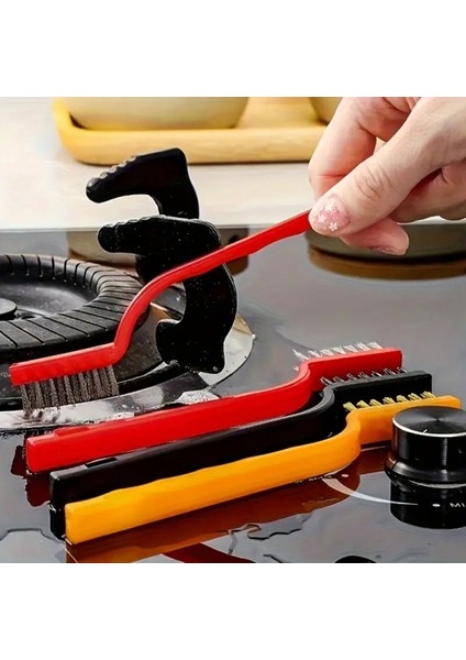 3'lü Set Tel Fırça Yağ Kir Pas Sökücü Temizlik Seti Mutfak Fırın Ocak Lavabo Temizlik Fırçası