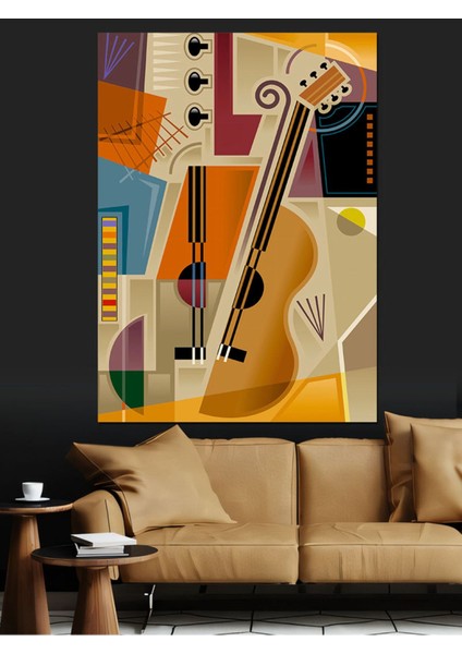 Canlı Renklerle Soyut Müzik Temalı Dekoratif Kanvas ve Ahşap Tablo