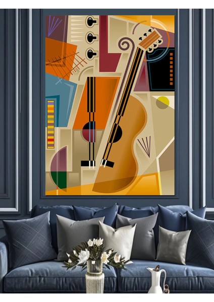 Canlı Renklerle Soyut Müzik Temalı Dekoratif Kanvas ve Ahşap Tablo fiyatları