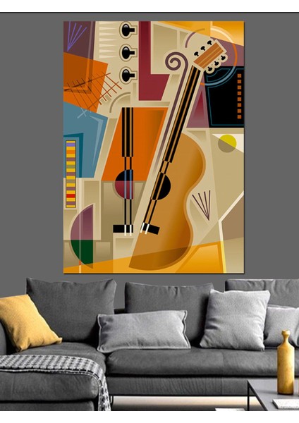 Canlı Renklerle Soyut Müzik Temalı Dekoratif Kanvas ve Ahşap Tablo modelleri