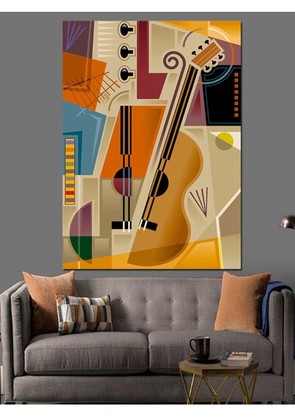 Canlı Renklerle Soyut Müzik Temalı Dekoratif Kanvas ve Ahşap Tablo fırsatları
