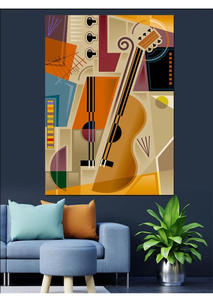 Canlı Renklerle Soyut Müzik Temalı Dekoratif Kanvas ve Ahşap Tablo indirimleri