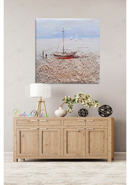 Mavi Soyut Kanvas Tablo, Şık ve Modern Duvar Dekoru