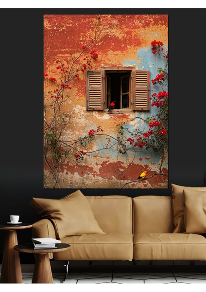 Renkli Tarihi Ev ve Pencere Dekoratif Kanvas ve Ahşap Tablo fırsatları