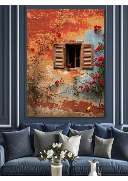 Renkli Tarihi Ev ve Pencere Dekoratif Kanvas ve Ahşap Tablo indirimleri