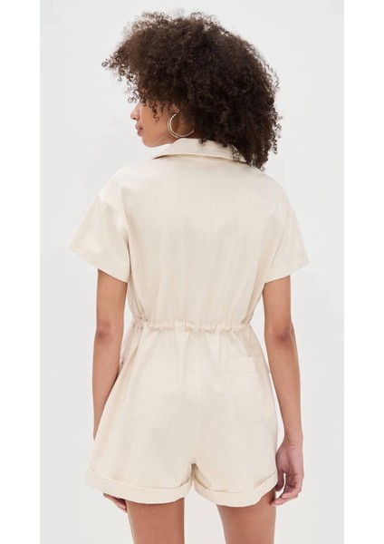 Cep Detaylı Bağcıklı Keten Tulum fiyatları