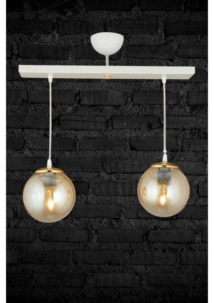 Şık Beyaz 2'li Bal Glop Camlı Sarkıt Lüks Avize fiyatları