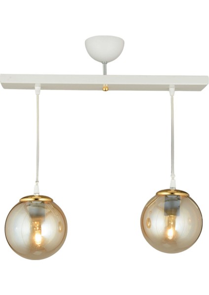 Şık Beyaz 2'li Bal Glop Camlı Sarkıt Lüks Avize modelleri