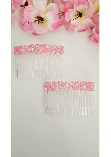 Taşlı Yan Tarak Toka 2 Adet 7 cm