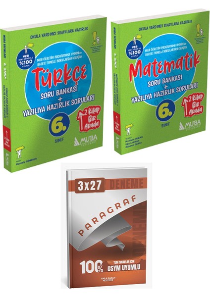 Anla Kazan + Muba 2026 6. Sınıf 2 Si 1 Arada Türkçe + Matematik Soru + Paragraf Deneme 3 Lü Set